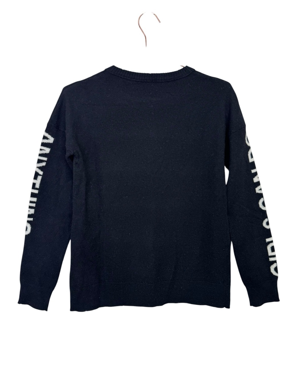 NEW Zadig and Voltaire Gaby Cashmere Sweater Girls Can Do Anything Black Small - Picture 5 of 9